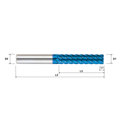 Pulsar Blue 103950 Series 6 & 8 Flute 45 Degree Helix End Mill Technical Drawing..