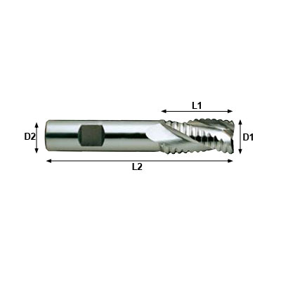 CLARKSON HSS 3 Flute 37 Degree Helix Coarse Pitch Short Length Roughing End Mill Technical Drawing..