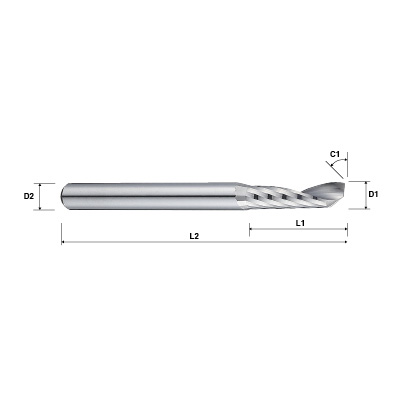 Alu-XP 135303 Series 1 Flute Slot Drill for Machining Aluminium Technical Drawing..