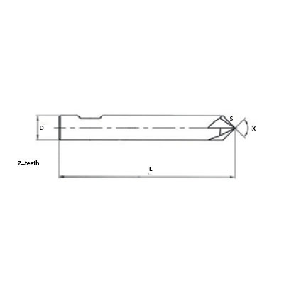 Technical image of 90 degree solid carbide deburring cutter from ZCC-CT..