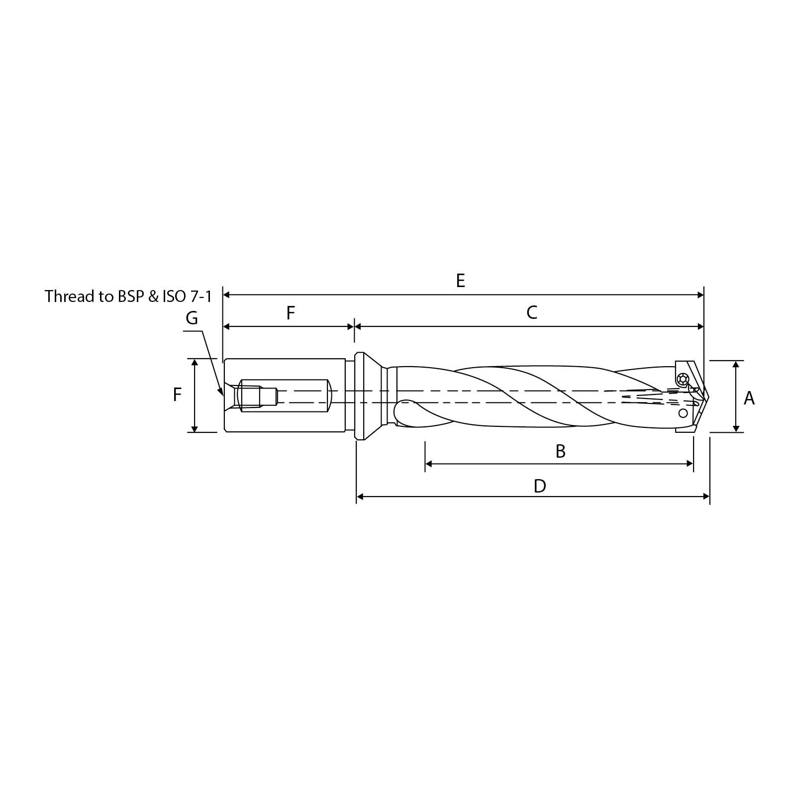 Image of intermediate spiral flute straight shank spade drill holder..