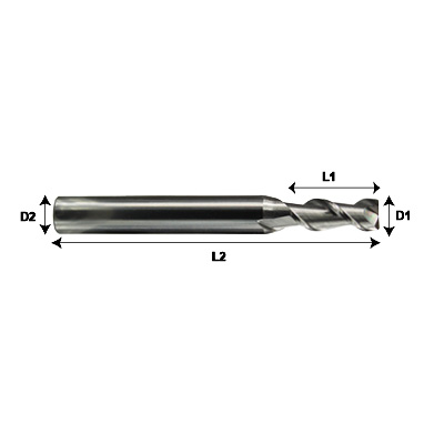 STARKE Ali-Mill A452 Series 2 Flute 45 Degree Solid Carbide End Mill for Machining Aluminium Technical Drawing..