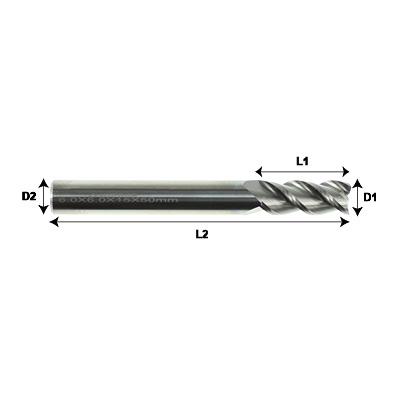 STARKE Ali-Mill A453 Series 3 Flute 45 Degree Solid Carbide End Mill for Machining Aluminium Technical Drawing..
