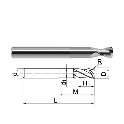 ZCC-CT 2 Flute Corner Radius End Mill Technical Drawing..
