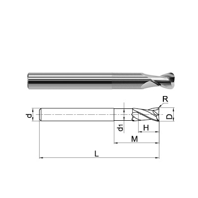 ZCC-CT 2 Flute Long Length Corner Radius End Mill Technical Drawing..