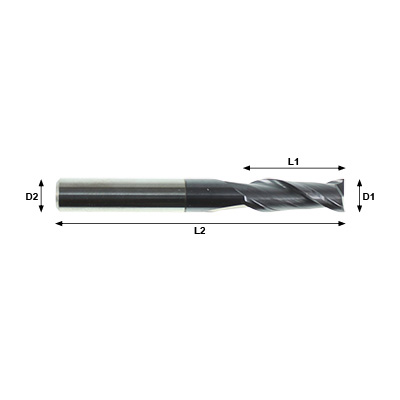 STARKE Eco-Mill Coated Carbide 2 Flute End Mill Technical Drawing..