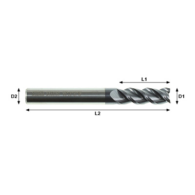 STARKE Eco-Mill E453 Series 3 Flute Coated Solid Carbide End Mill Technical Drawing..