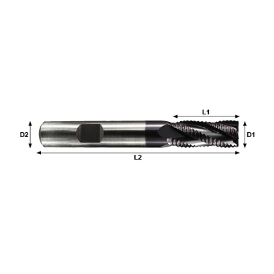 Max-Mill EH14400 Series HSS Tialn Coated Fine Pitch Roughing End Mill Technical Drawing..