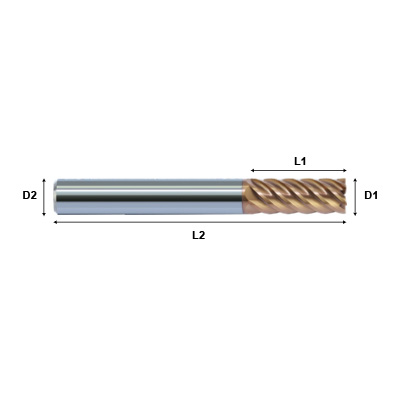 ZCC-CT HM-6E Series 6 Flute End Mill with Straight Shank for Hardened Steel Machining Technical Drawing.