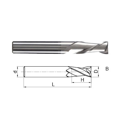 ZCC-CT 2 Flute CrN Coated Aluminium End Mill Technical Drawings.