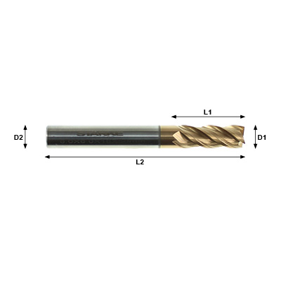 STARKE V55 Mill V554 Series 4 Flute High Performance Variable Helix Solid Carbide End Mill Technical Drawing..