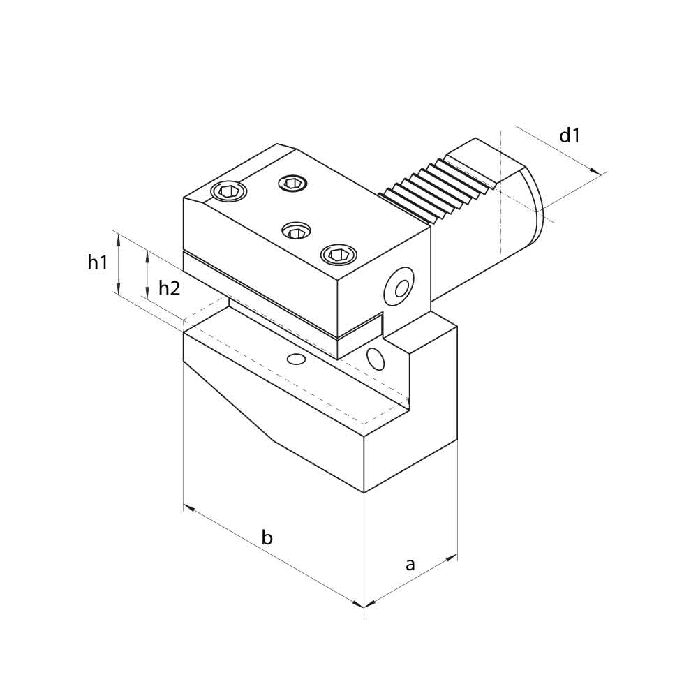 VDI B1 Radial Holders, Right Hand Short Technical Drawing.