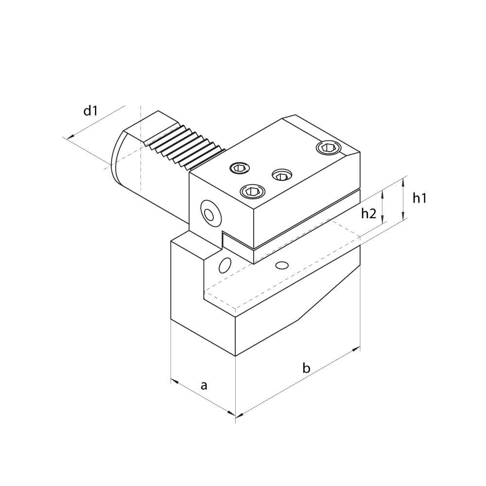 VDI B2 Radial Holders, Left Hand, Short Technical Drawing.