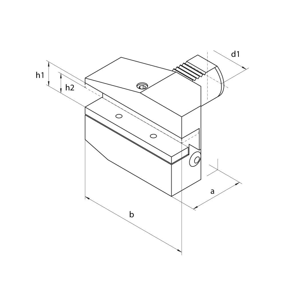 VDI B7 Radial Holders, Overhead Right Hand Long Technical Drawing.