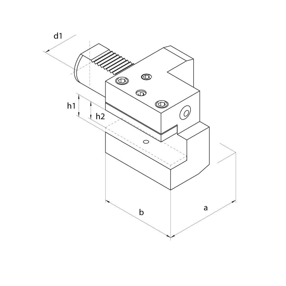 VDI C2 Axial Holders, Left Hand Technical Drawing.