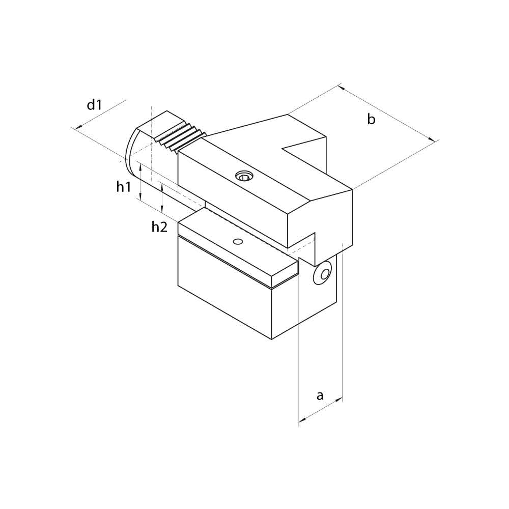 VDI C4 Axial Holders, Overhead Left Hand Technical Drawing.