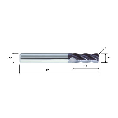 ZCC-CT VSM-4R 4 Flute Corner Radius AlTiN Coated High Performance Variable Helix Solid Carbide End Mill Technical Drawing..