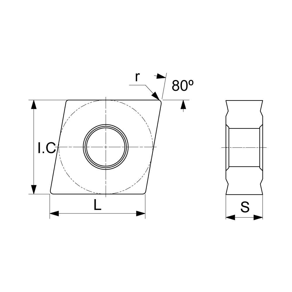 Technical image for the CNMG-KM P2501 turning insert..