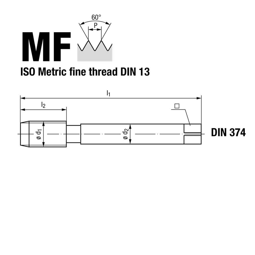 Emuge Metric Fine Multi Thread Milling Cutter Technical Drawing.