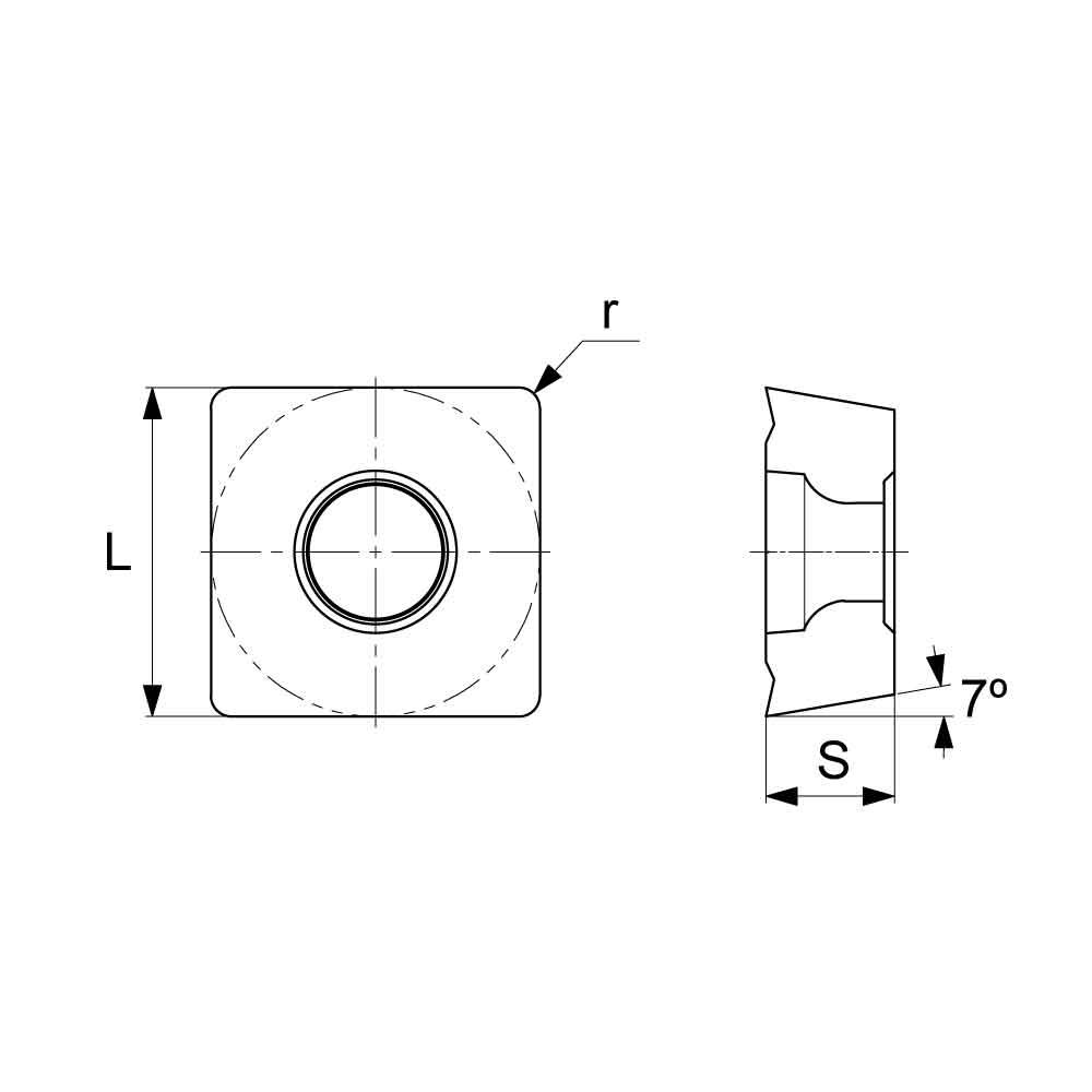 SCMT Positive Turning Insert with KM Medium Chipbreaker (KA9000 Universal Grade) Technical Drawing.
