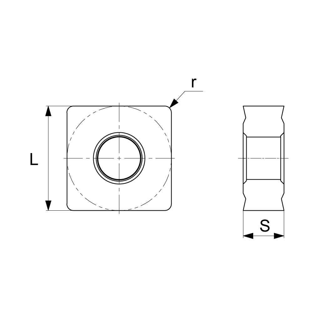 SNMG Negative Turning Insert with KR Roughing Chipbreaker (KA9000 Universal Grade) Technical Drawing.