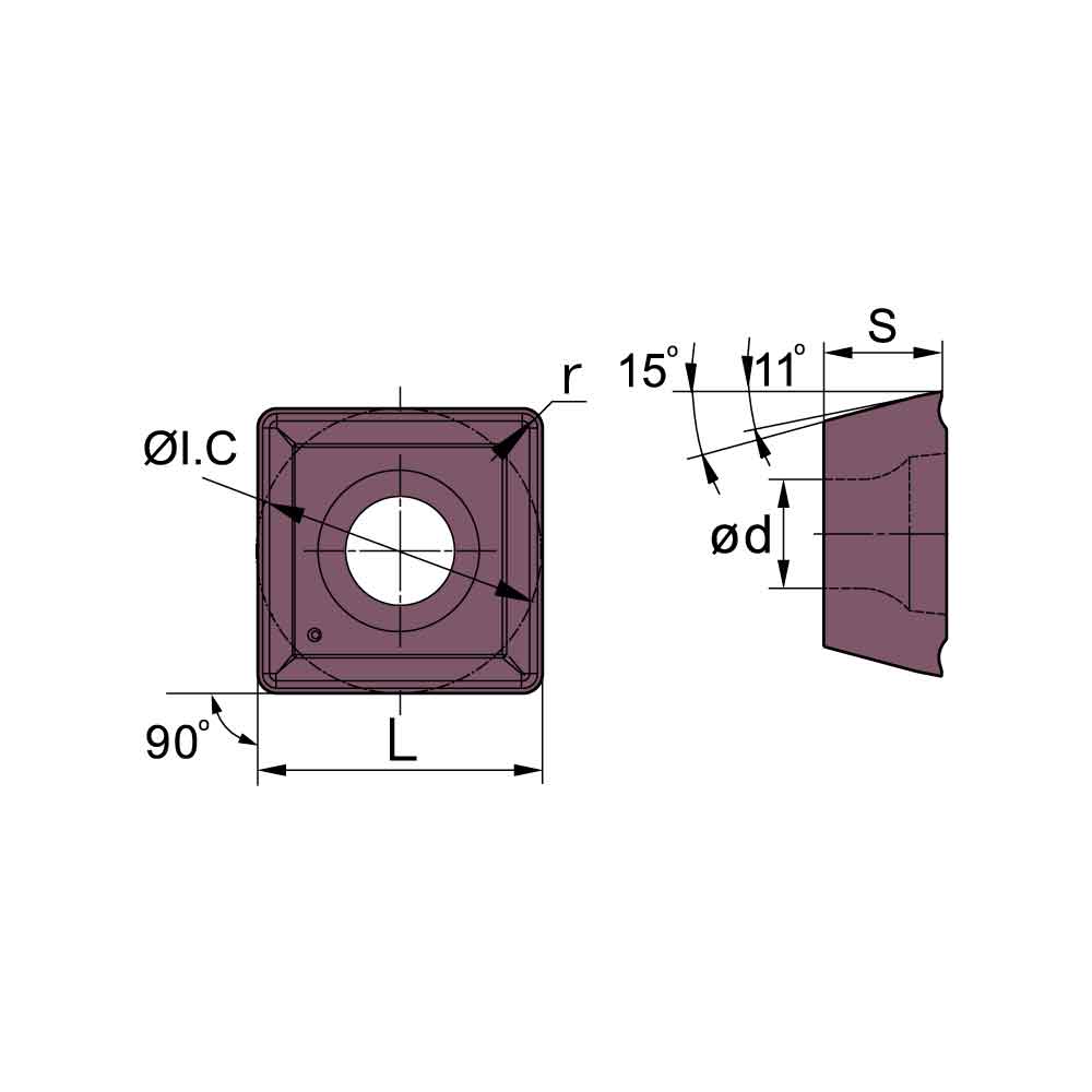 Technical drawing of ZCC-CT SPGT140512 indexable drilling insert with PM medium cutting chipbreaker for ZTD Series U Drill..